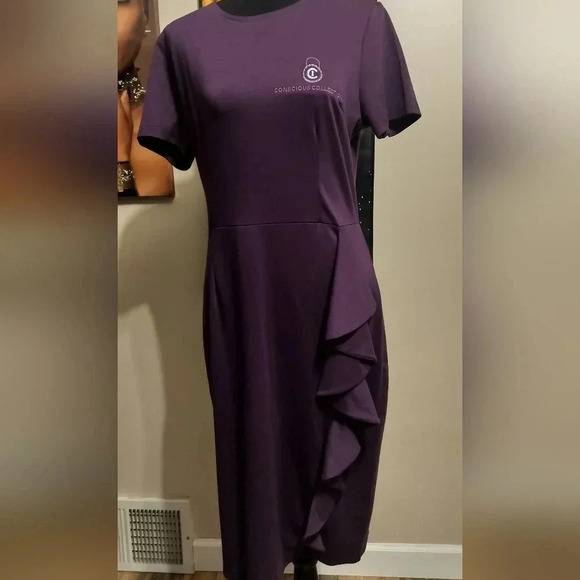 Conscious Collection Royal Purple Women's Dress Size Large New With Tags - Picture 1 of 14